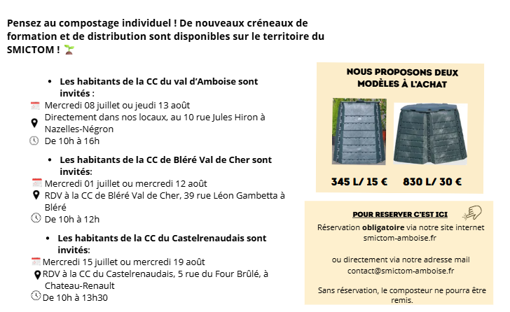 Inscriptions et horaires pour réserver un composteur sur le SMICTOM d'Amboise